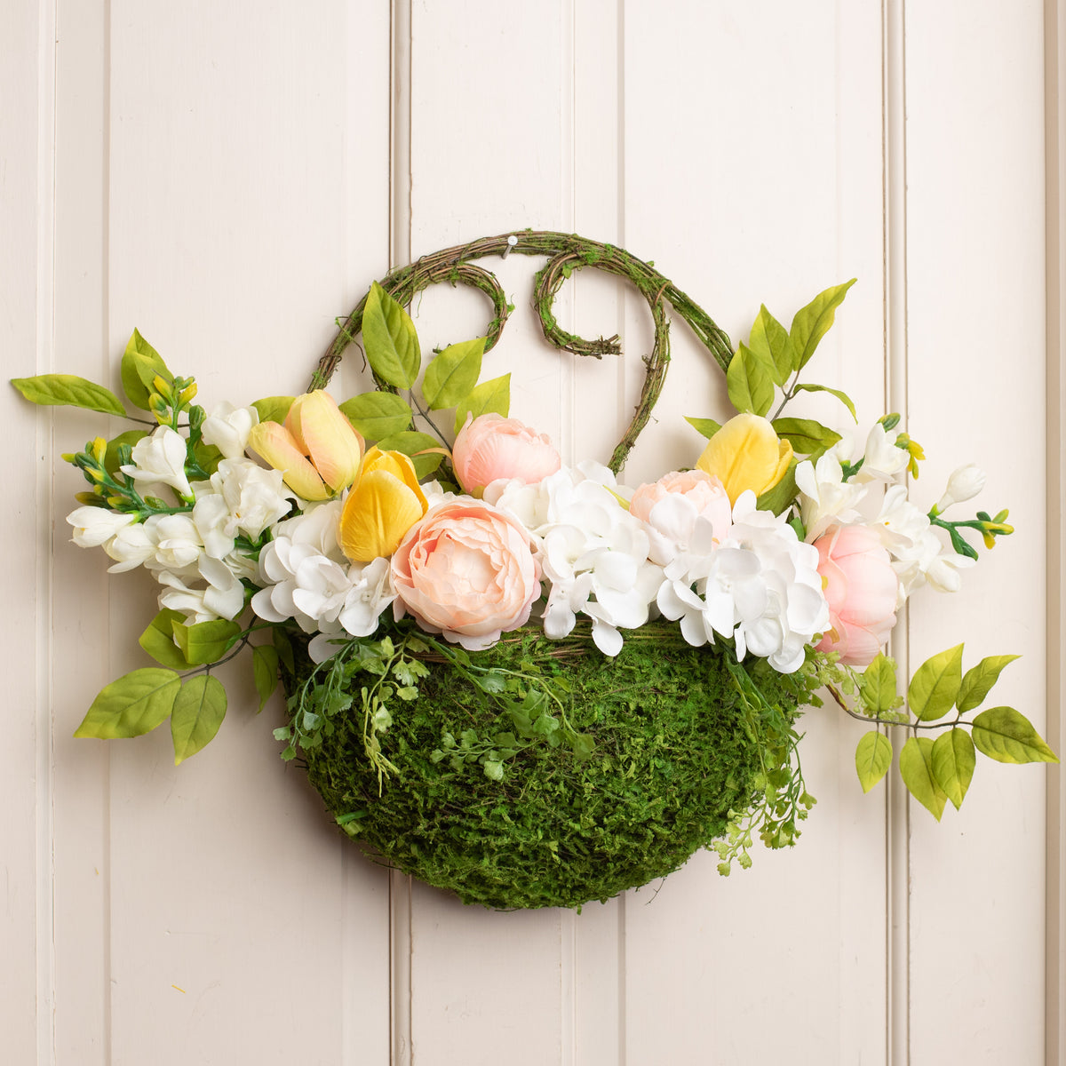 17" Mossy Twig Circle With Basket Lifestyle Photo