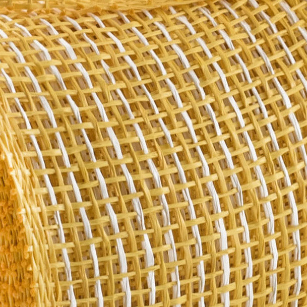 10" Multi Poly Burlap Check Mesh: Yellow & White Lifestyle Photo