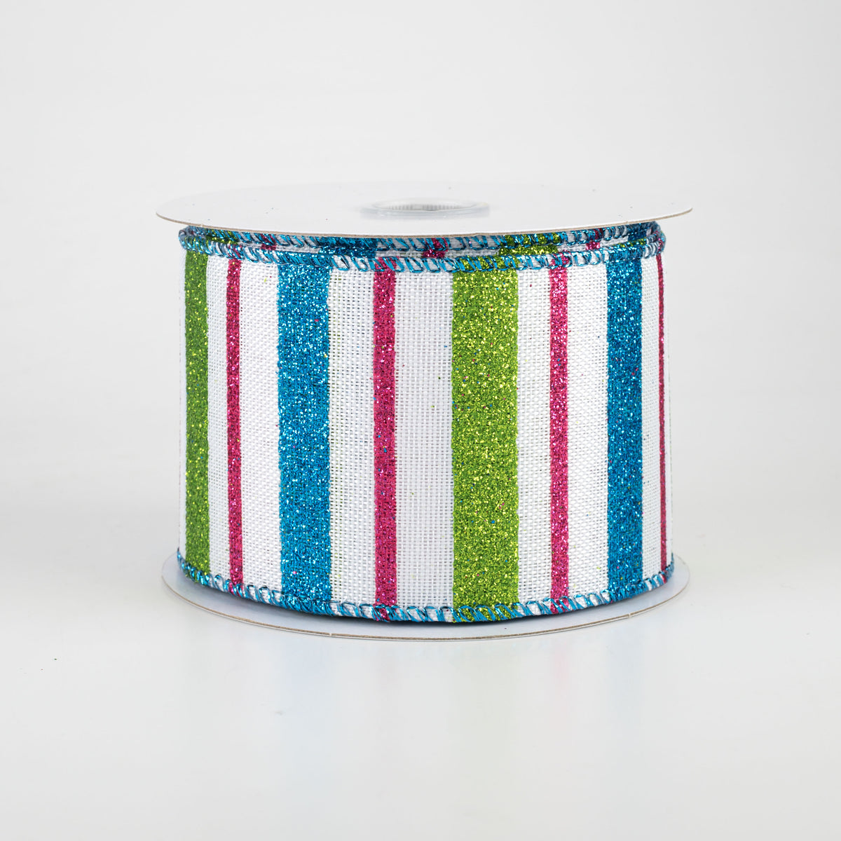 2.5" Multi-Width Stripe Ribbon: Pink, Lime, Turquoise (10 Yards) Item Number: 71022-40-39