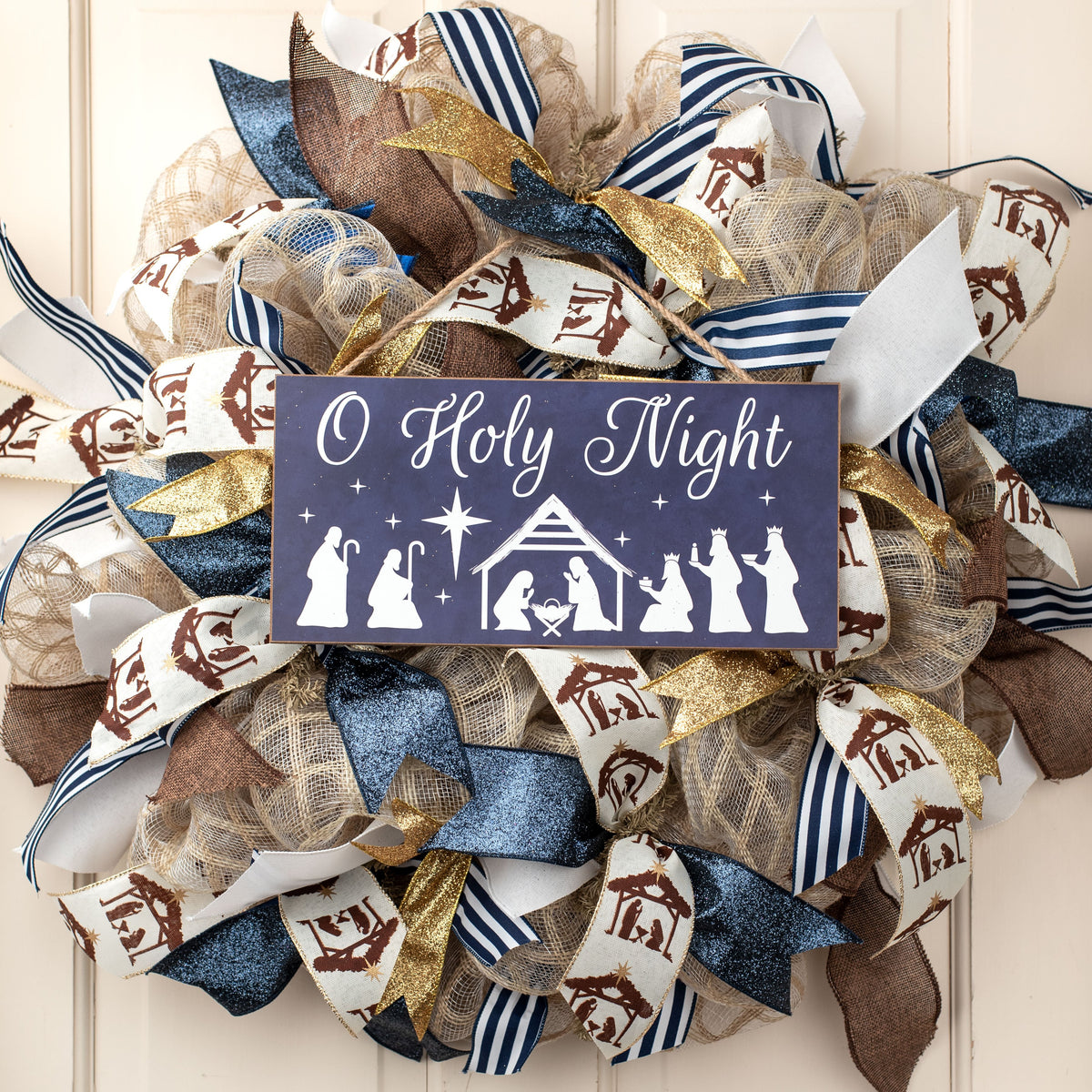 2.5" Nativity Creche Ribbon: Ivory & Brown (50 Yards) detail photo 3
