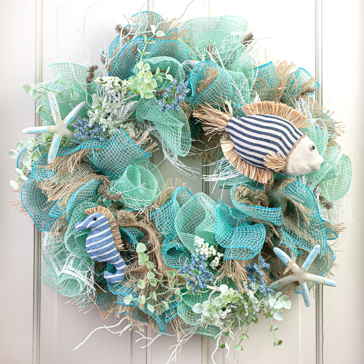 5.5" Nautical Stripe Seahorse Ornament Lifestyle Photo
