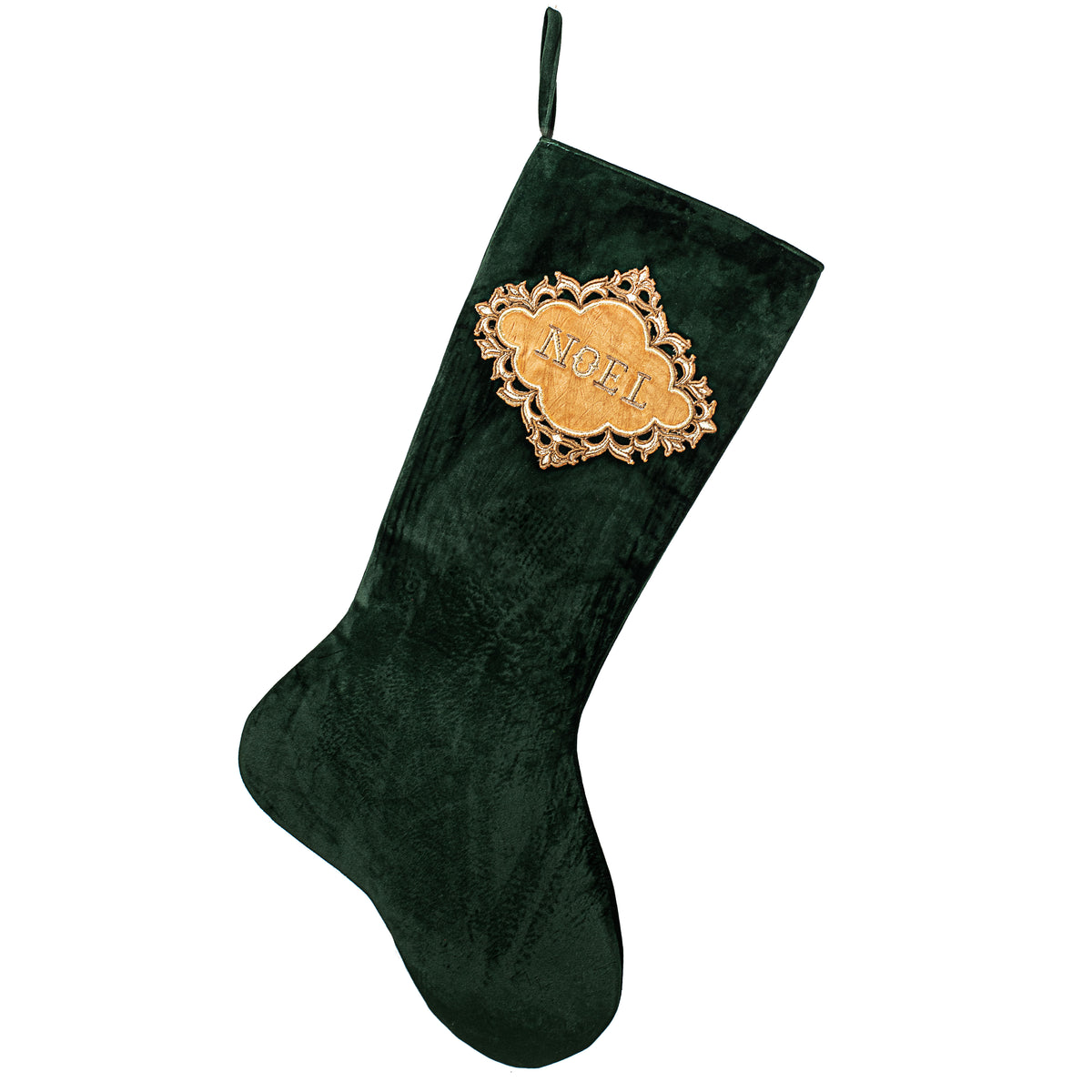 25" Noel Velvet Stocking: Emerald & Gold Item Number: 283358