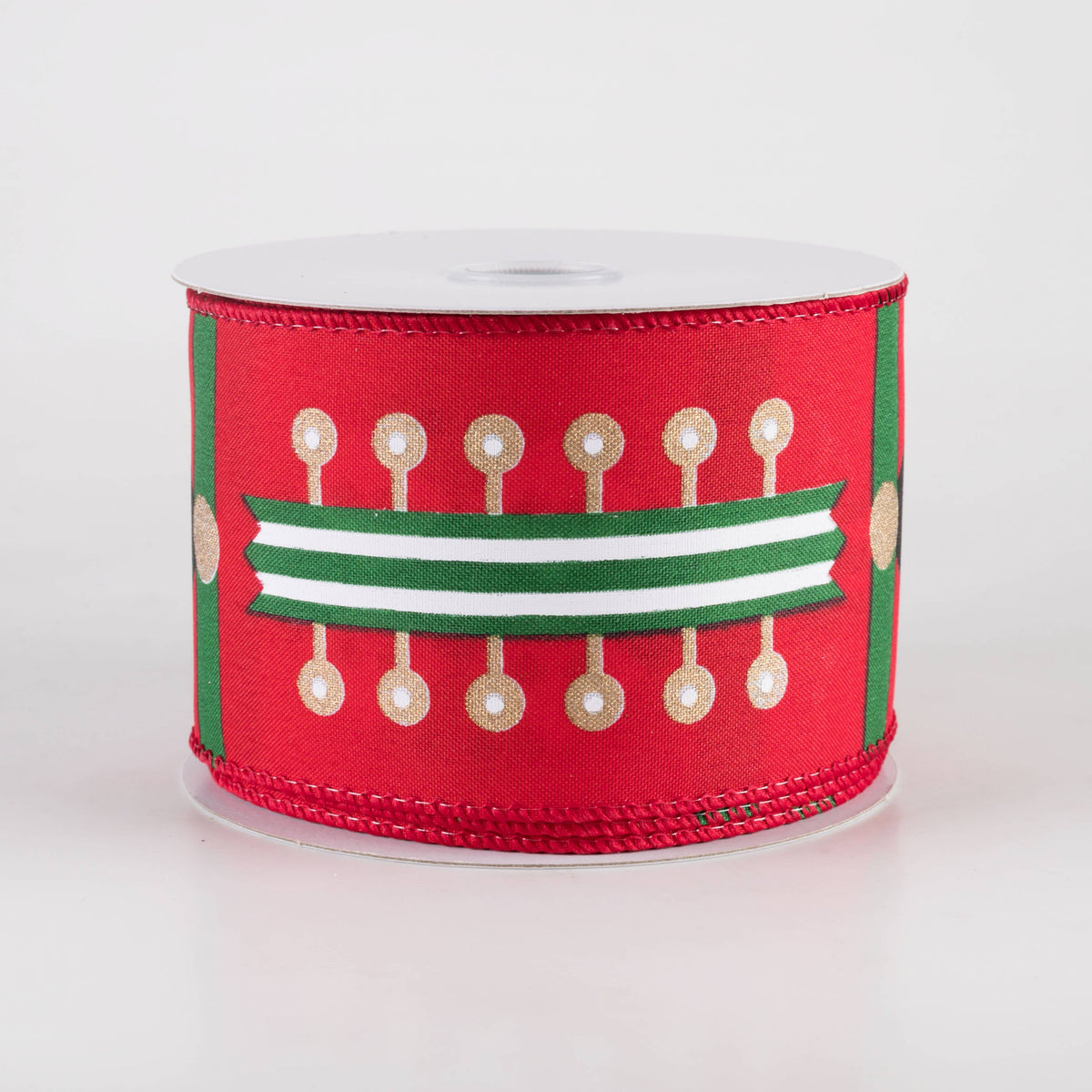 2.5" Nutcracker Stripes & Patterns Ribbon: Red & Green (10 Yards) Item Number: 72439-40-07