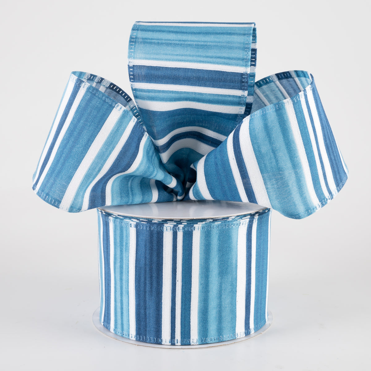 2.5" Ombré Stripes Glitter Ribbon: Seaglass Blues (10 Yards) Lifestyle Photo