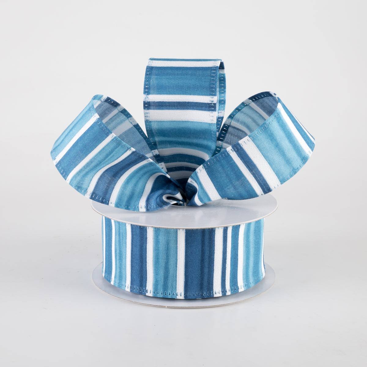 1.5" Ombré Stripes Glitter Ribbon: Seaglass Blues (10 Yards) Lifestyle Photo