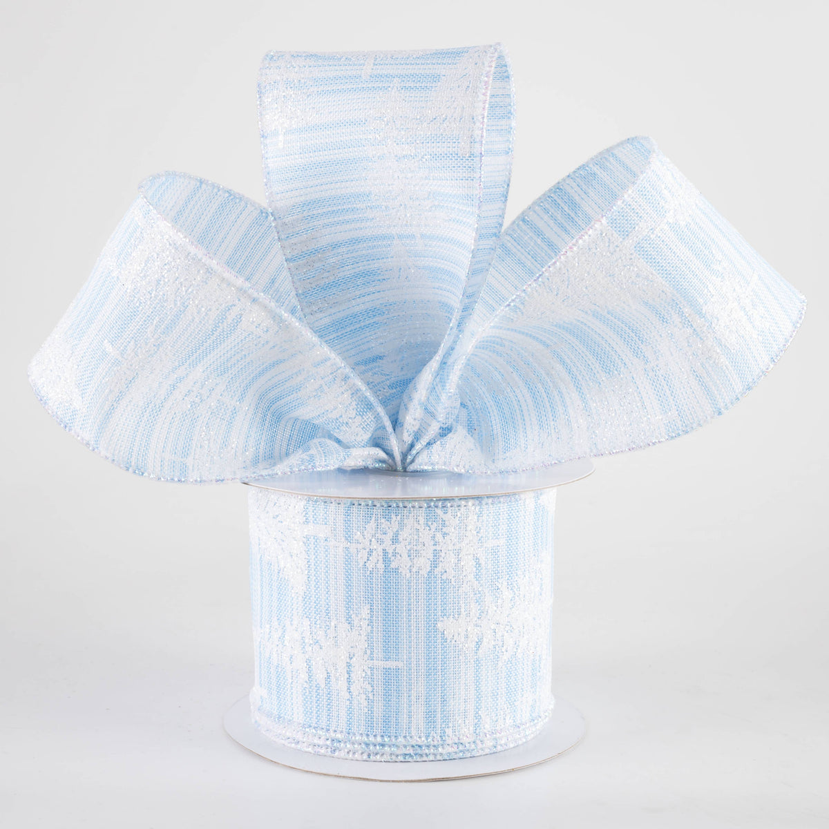 2.5" Ombre Tweed Glittered Christmas Trees Ribbon: Light Blue & White (10 Yards) Lifestyle Photo