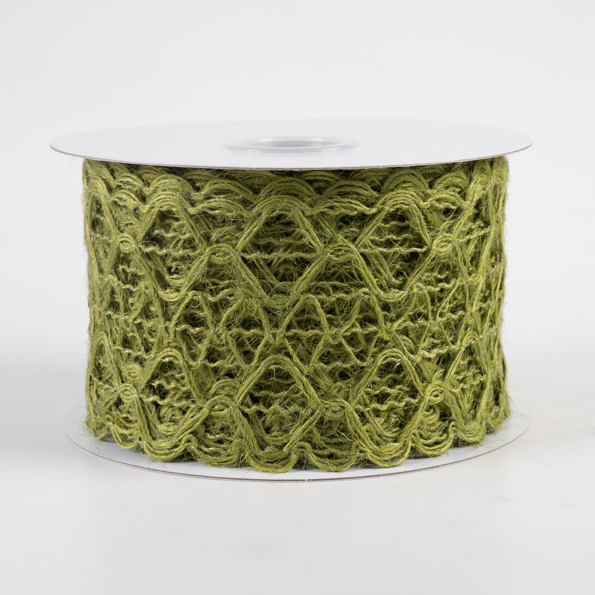 2.5" Open Weave Ribbon: Moss Green (10 Yards)