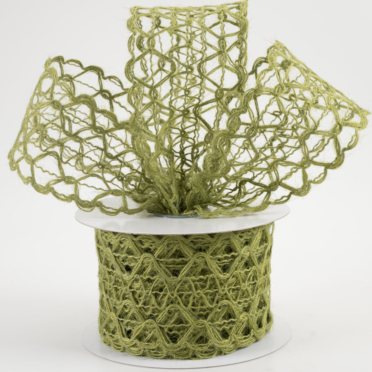 2.5" Open Weave Ribbon: Moss Green (10 Yards) Lifestyle Photo