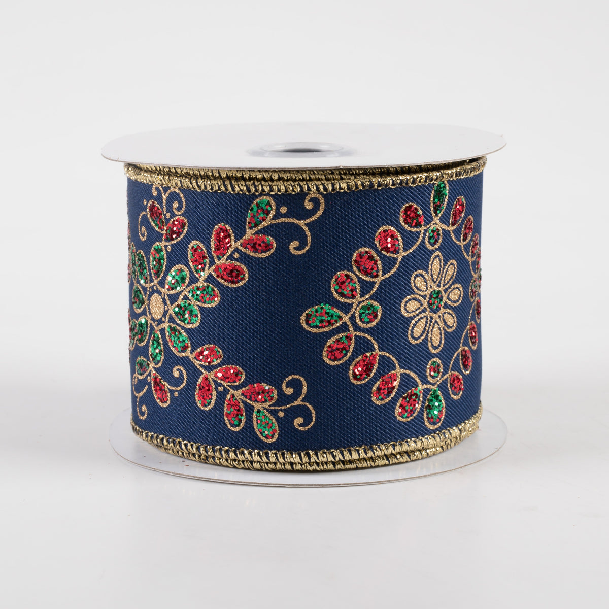 2.5" Ornate Loop Diamond Ribbon: Navy, Red, Emerald, Gold (10 Yards)