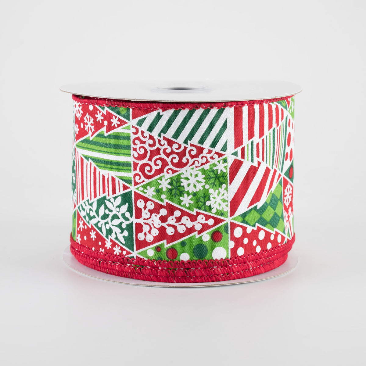 2.5" Patchwork Triangle Christmas Tree Ribbon (10 Yards) Item Number: RGF177267