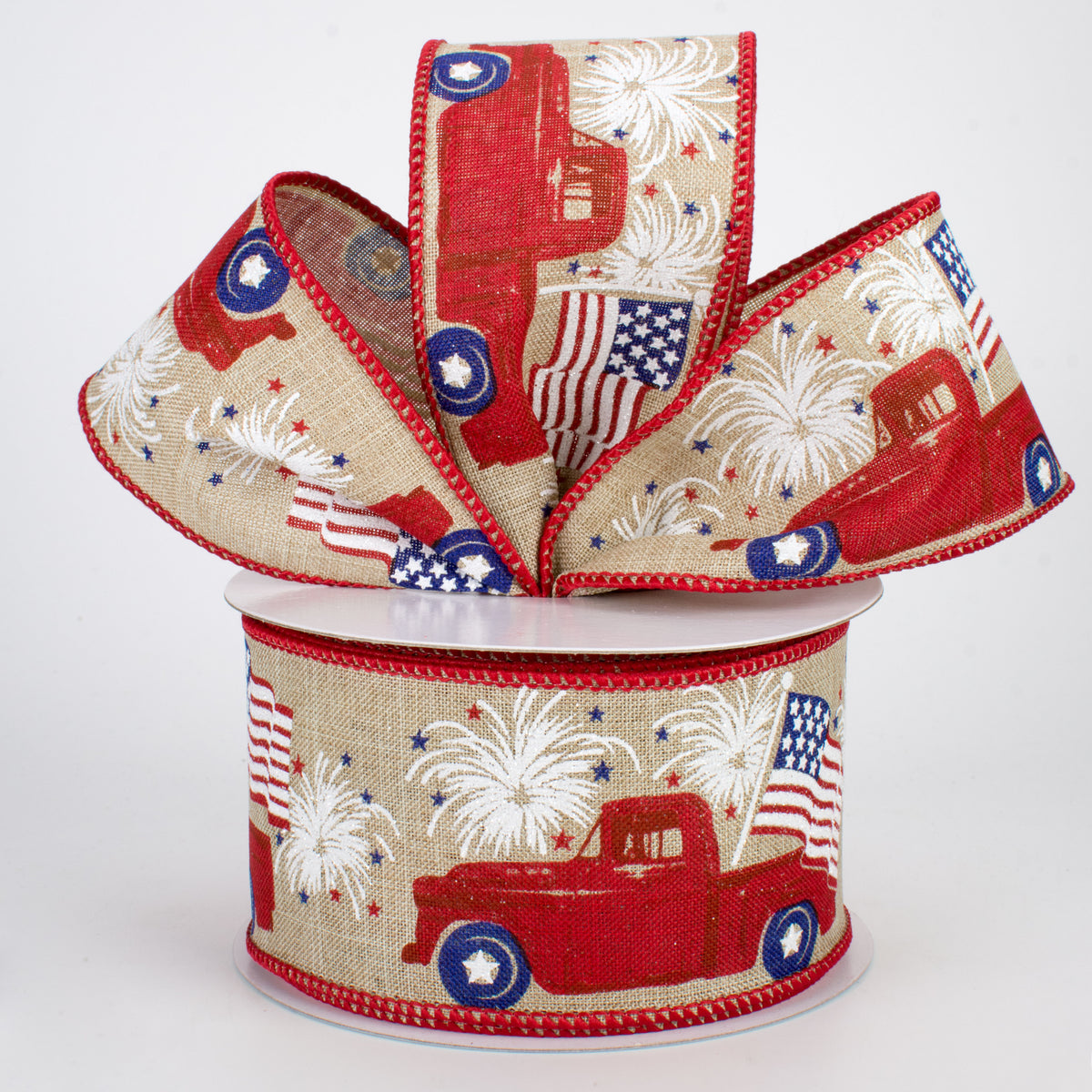 2.5" Patriotic Truck Ribbon: Buff (10 Yards) Lifestyle Photo