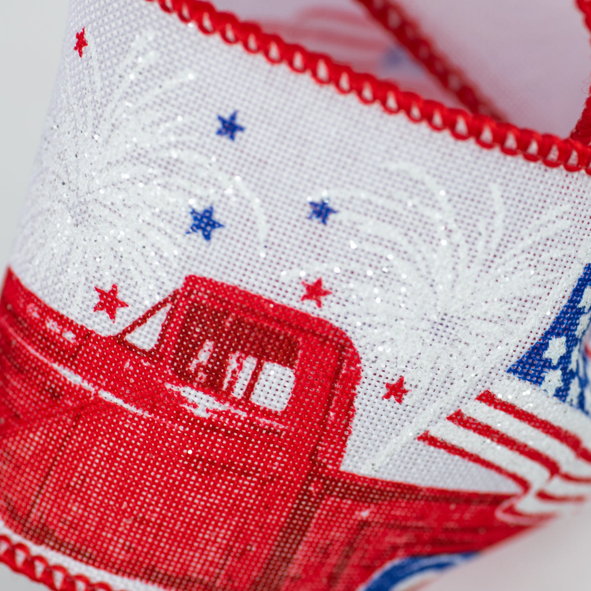 2.5" Patriotic Truck Ribbon: White (10 Yards) Lifestyle Photo
