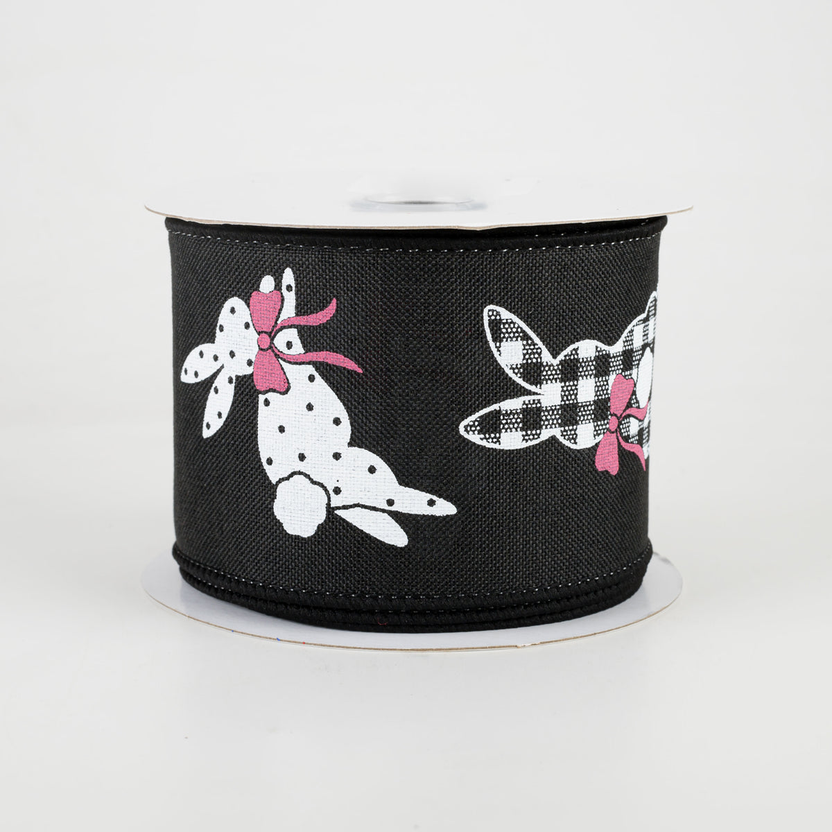 2.5" Patterned Bunnies Ribbon: Black (10 Yards)