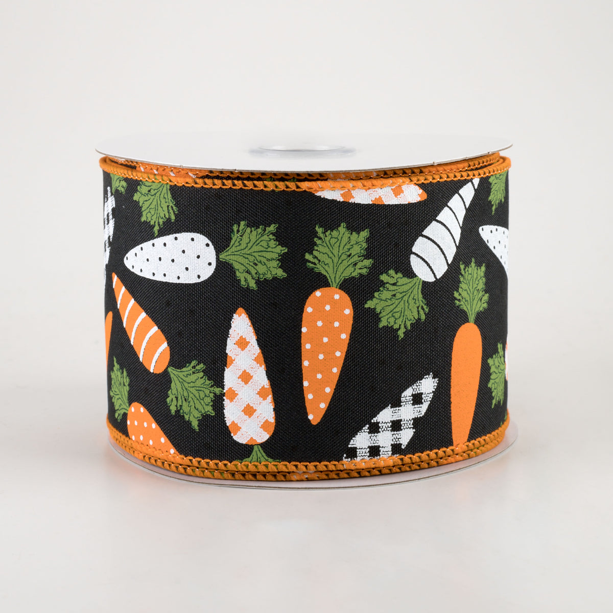 2.5" Patterned Carrots Ribbon: Black (10 Yards)
