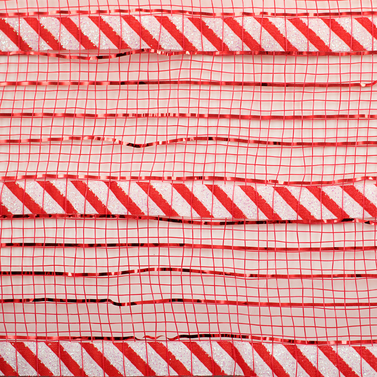 10" Patterned Mesh: Red Metallic & Candy Cane Print detail photo 3