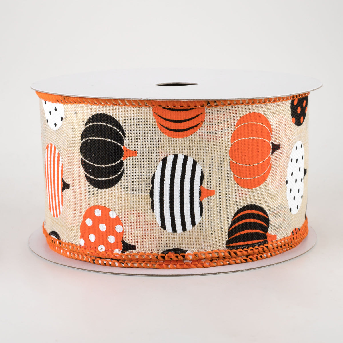 2.5" Patterned Pumpkins Ribbon: Cream (10 Yards)