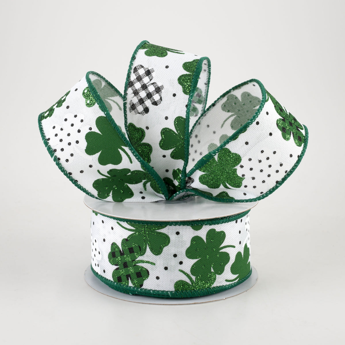 1.5" Patterned Shamrocks Ribbon (10 Yards) Lifestyle Photo
