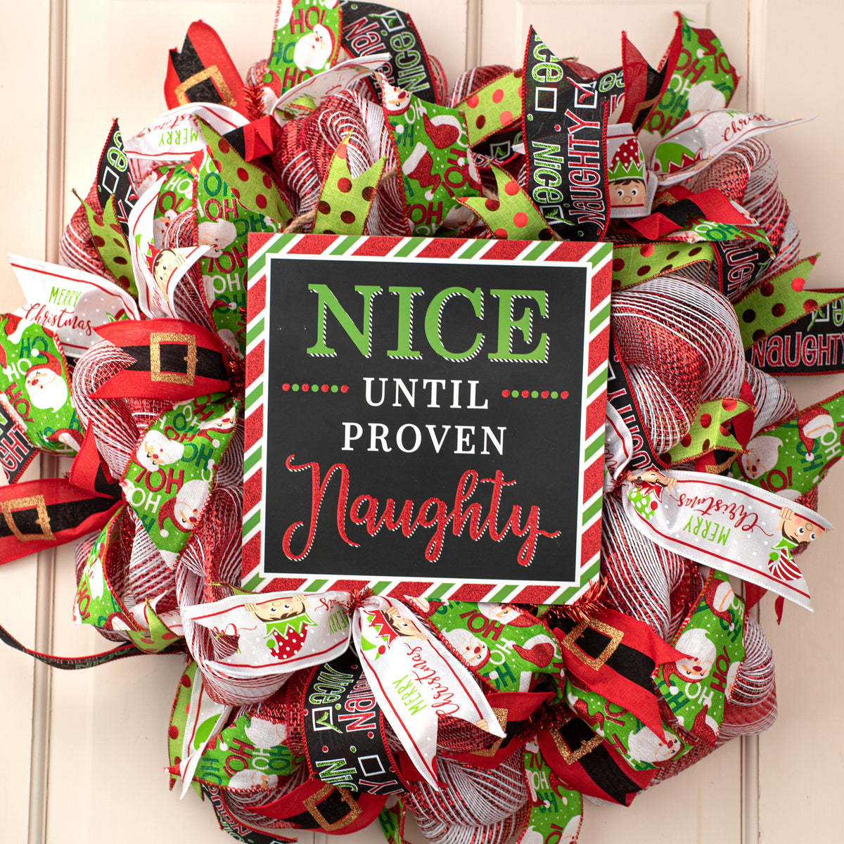 2.5" Peeking Elf Ribbon: White Satin (10 Yards) detail photo 3