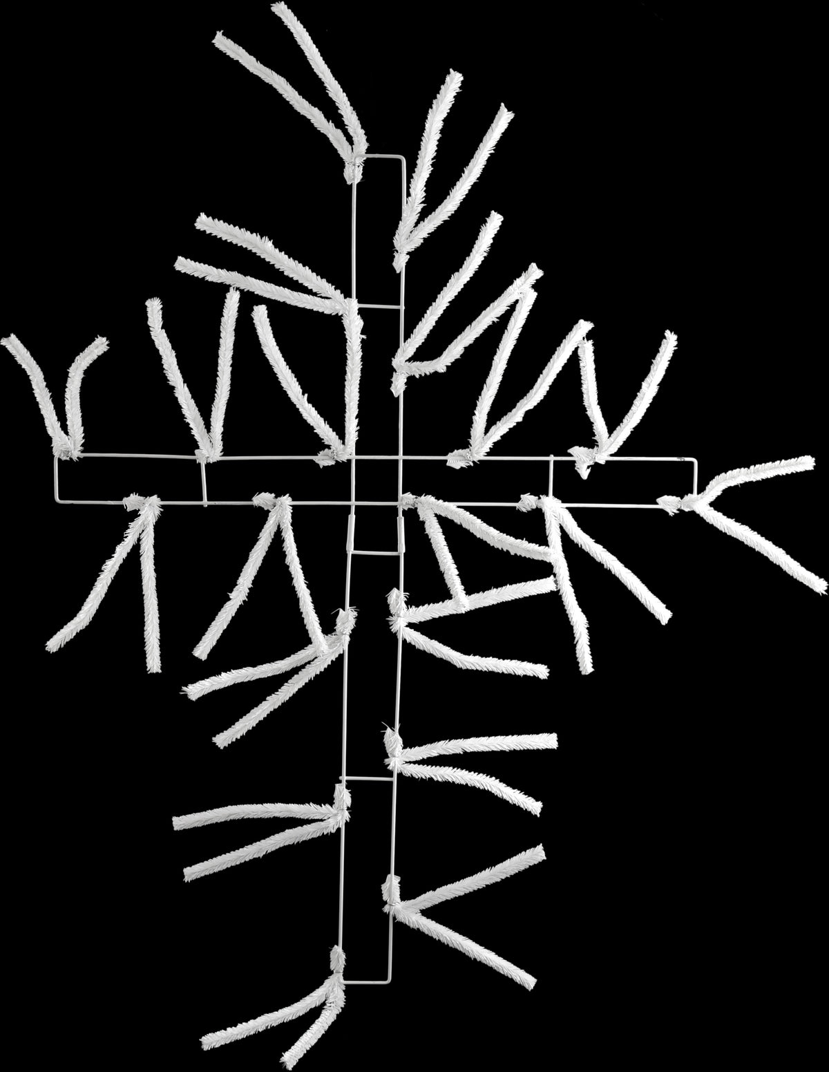 27" Pencil Tinsel Wire Work Cross: White Lifestyle Photo