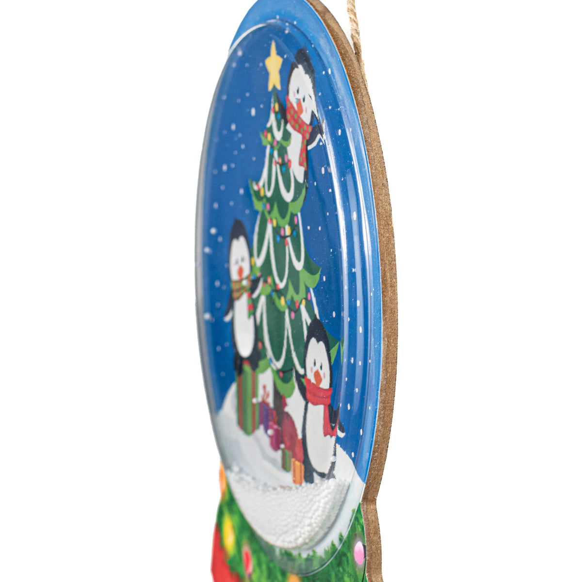 12" Penguins & Christmas Tree Snow Globe Sign detail photo 5