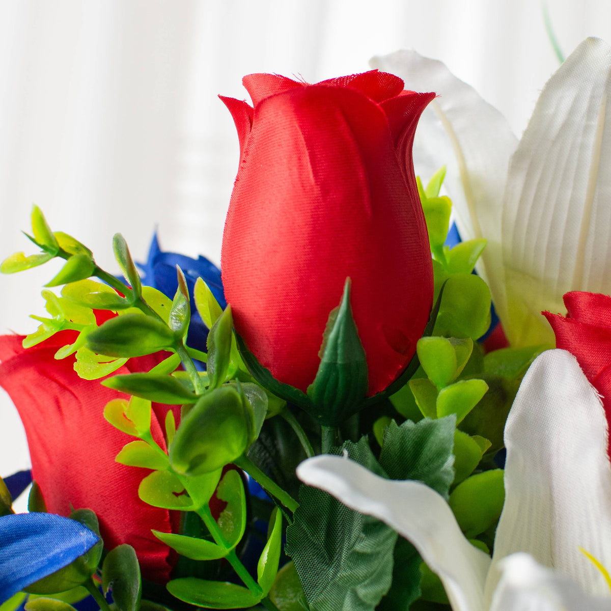 24" Peony, Dahlia, Lily, Rose Bush: Red, White, Blue Lifestyle Photo