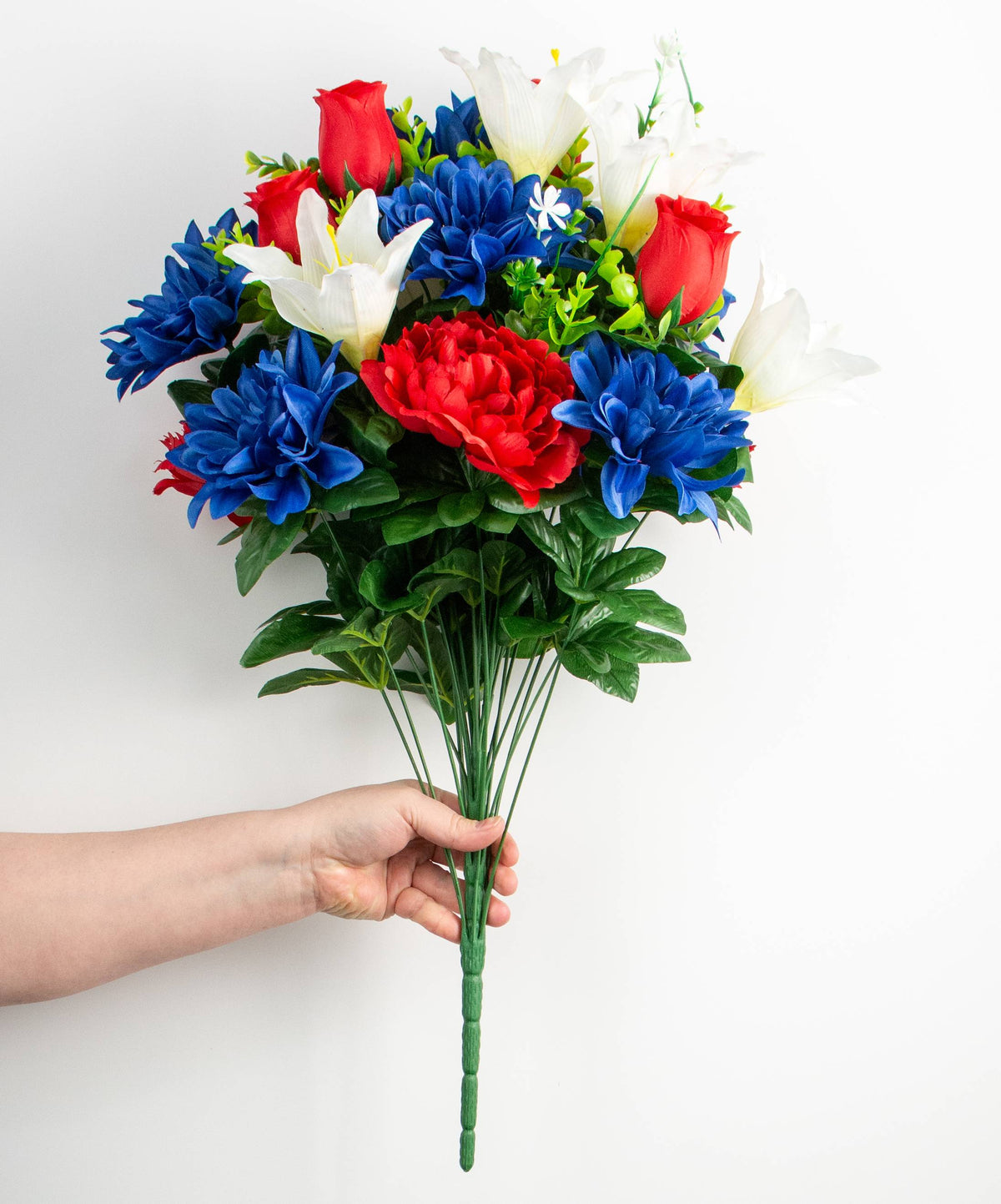 24" Peony, Dahlia, Lily, Rose Bush: Red, White, Blue detail photo 3