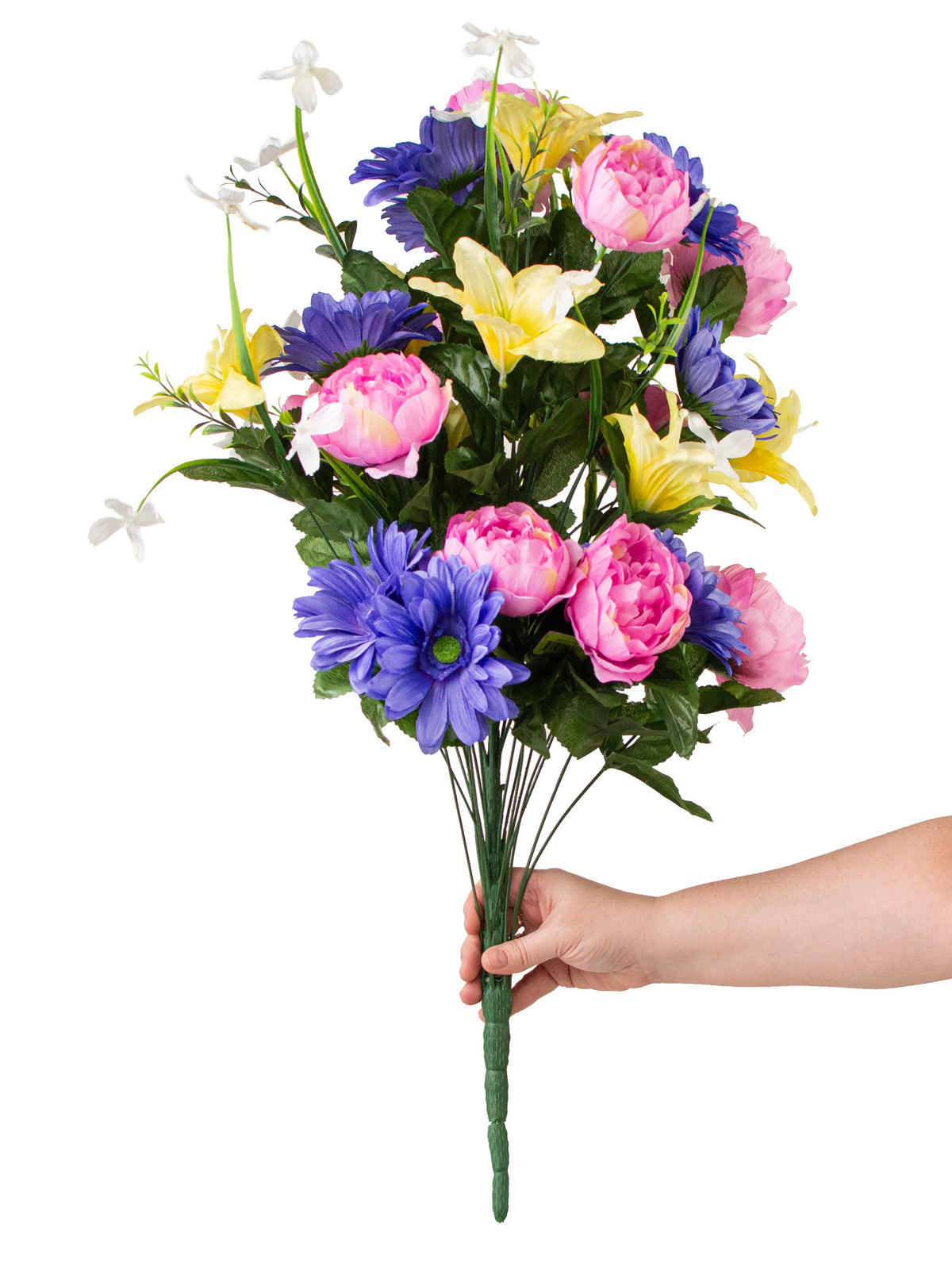 31" Peony, Gerbera Daisy, Tiger Lily Bush: Lavender & Yellow detail photo 4