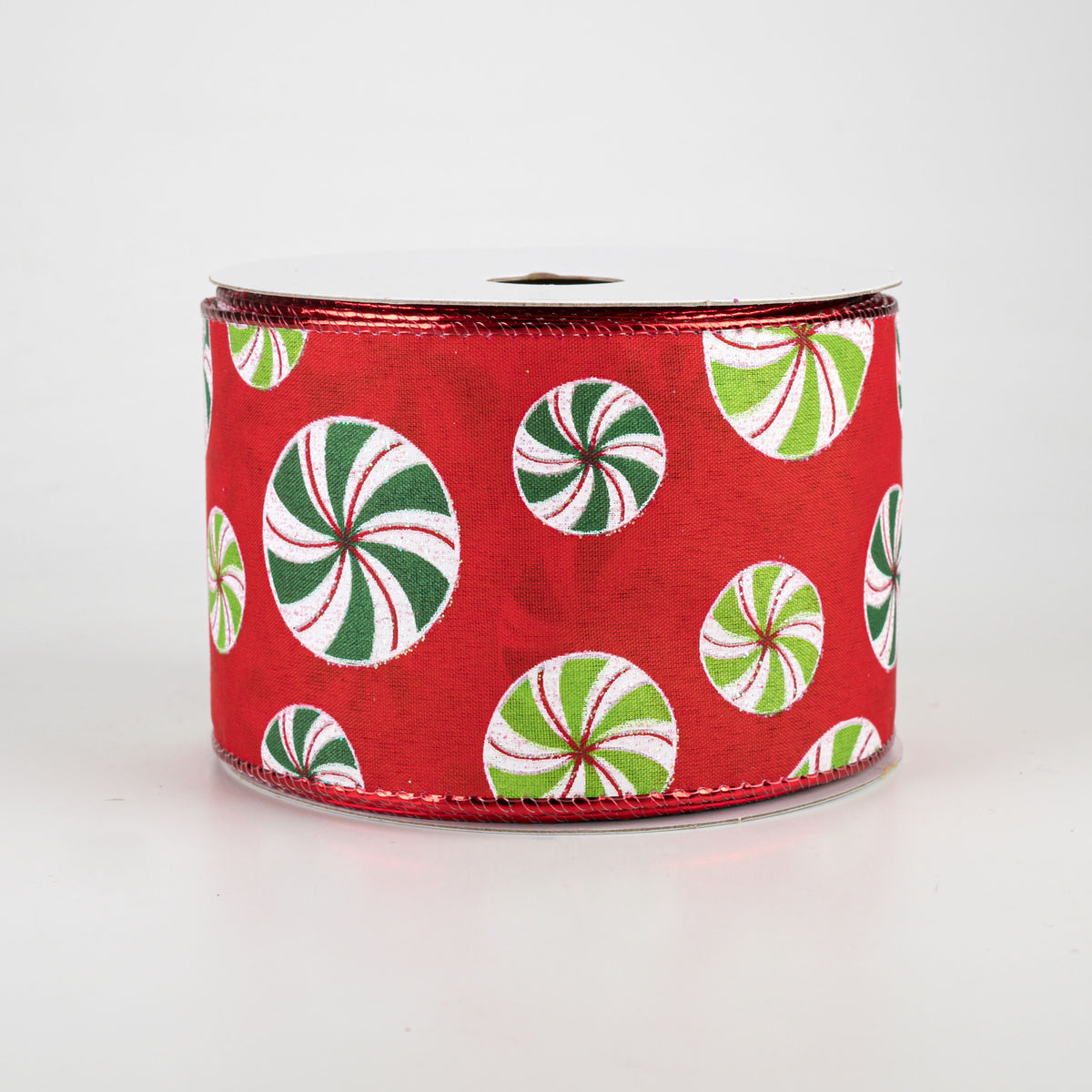 2.5" Peppermint Polka Dot Red Satin Ribbon (10 Yards)