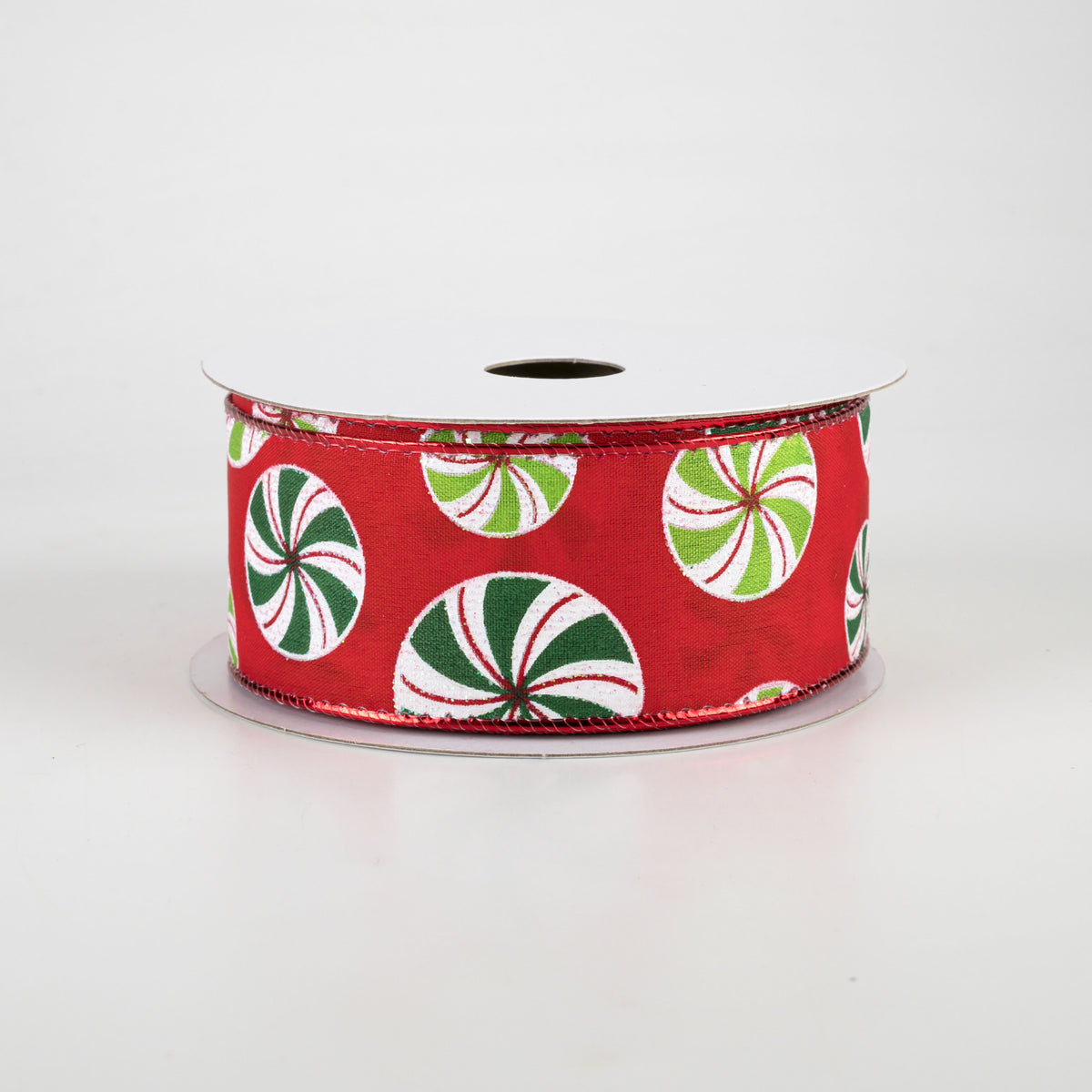 1.5" Peppermint Polka Dot Red Satin Ribbon (10 Yards)