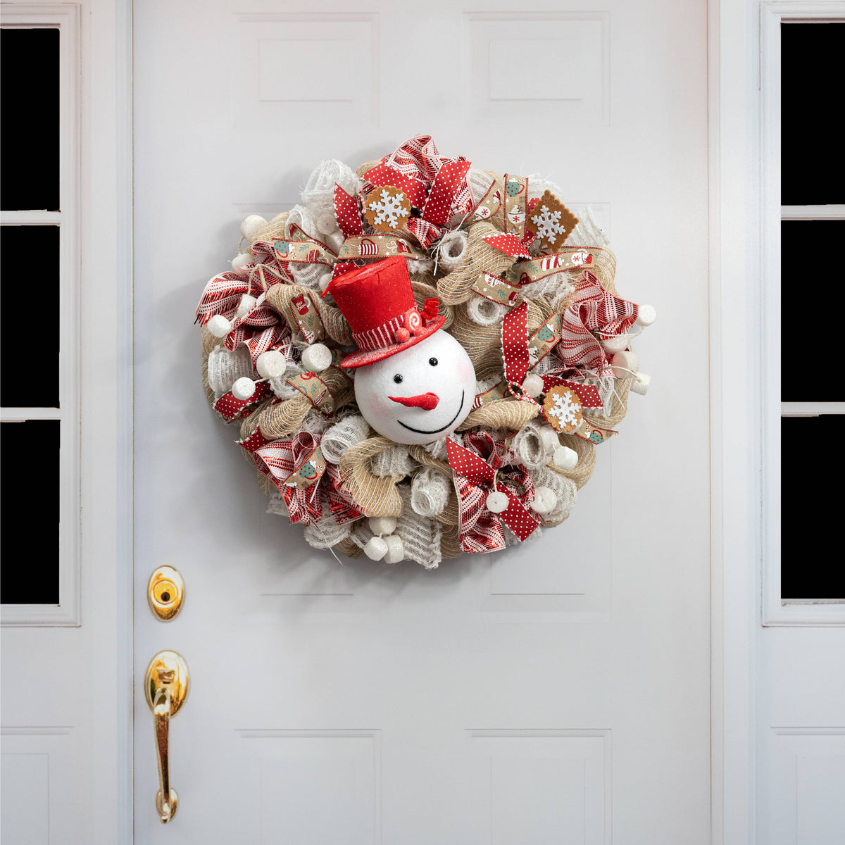 11" Peppermint Snowman Head Ornament detail photo 4