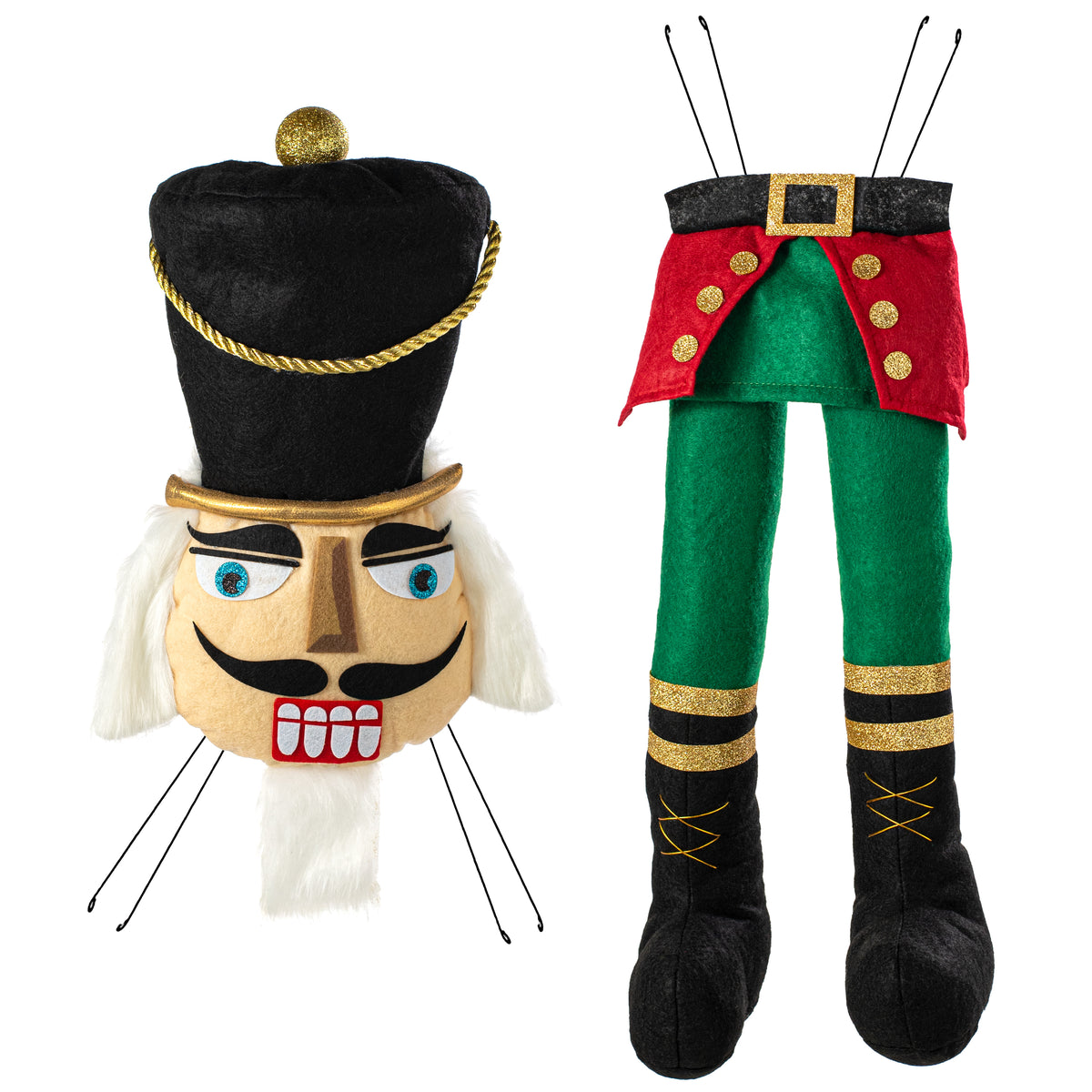 33" 2-Piece Nutcracker Wreath Accent: Black, Emerald & Red Item Number: XC6266