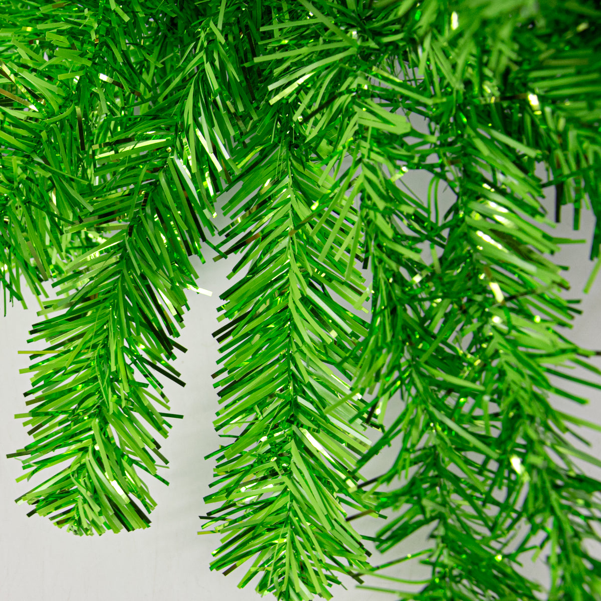 9' Pine Metallic Tinsel Garland: Bright Green detail photo 3