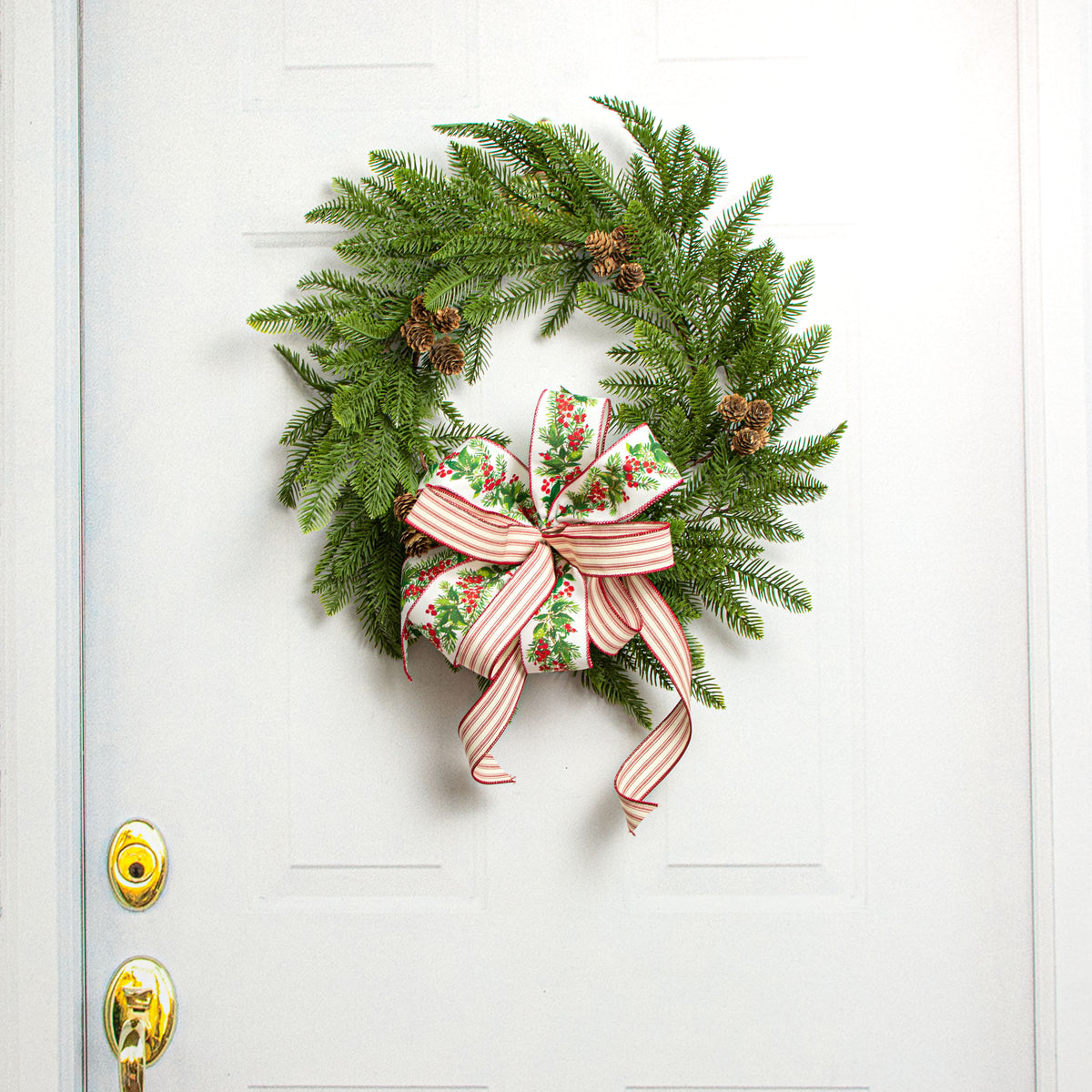 22" Pine & Pinecone Wreath Lifestyle Photo