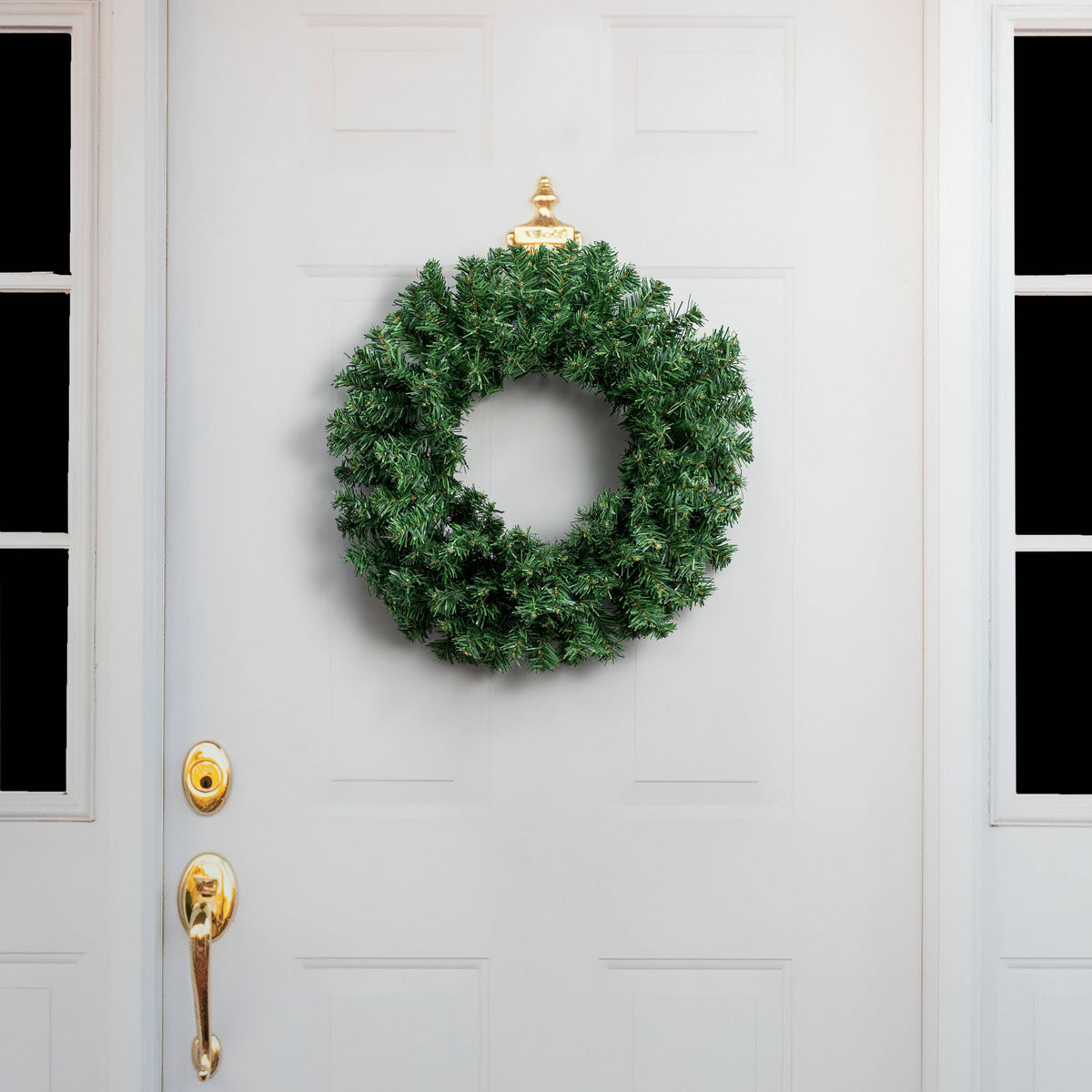 20" Pine PVC Wreath: Two-Tone Green Lifestyle Photo