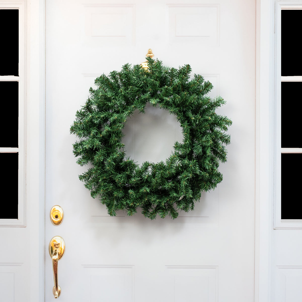 24" Pine PVC Wreath: Two-Tone Green (180 Tips) Lifestyle Photo