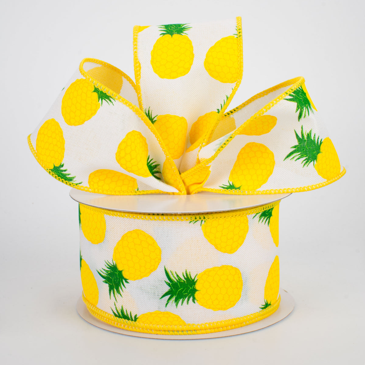 2.5" Pineapples Ribbon: White (10 Yards) Lifestyle Photo