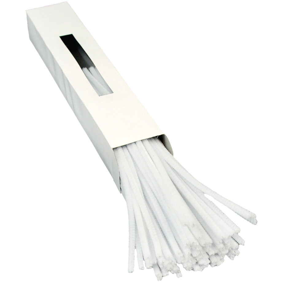 12" Pipe Cleaner Stems: 6mm Chenille White (100) Item Number: MA200127