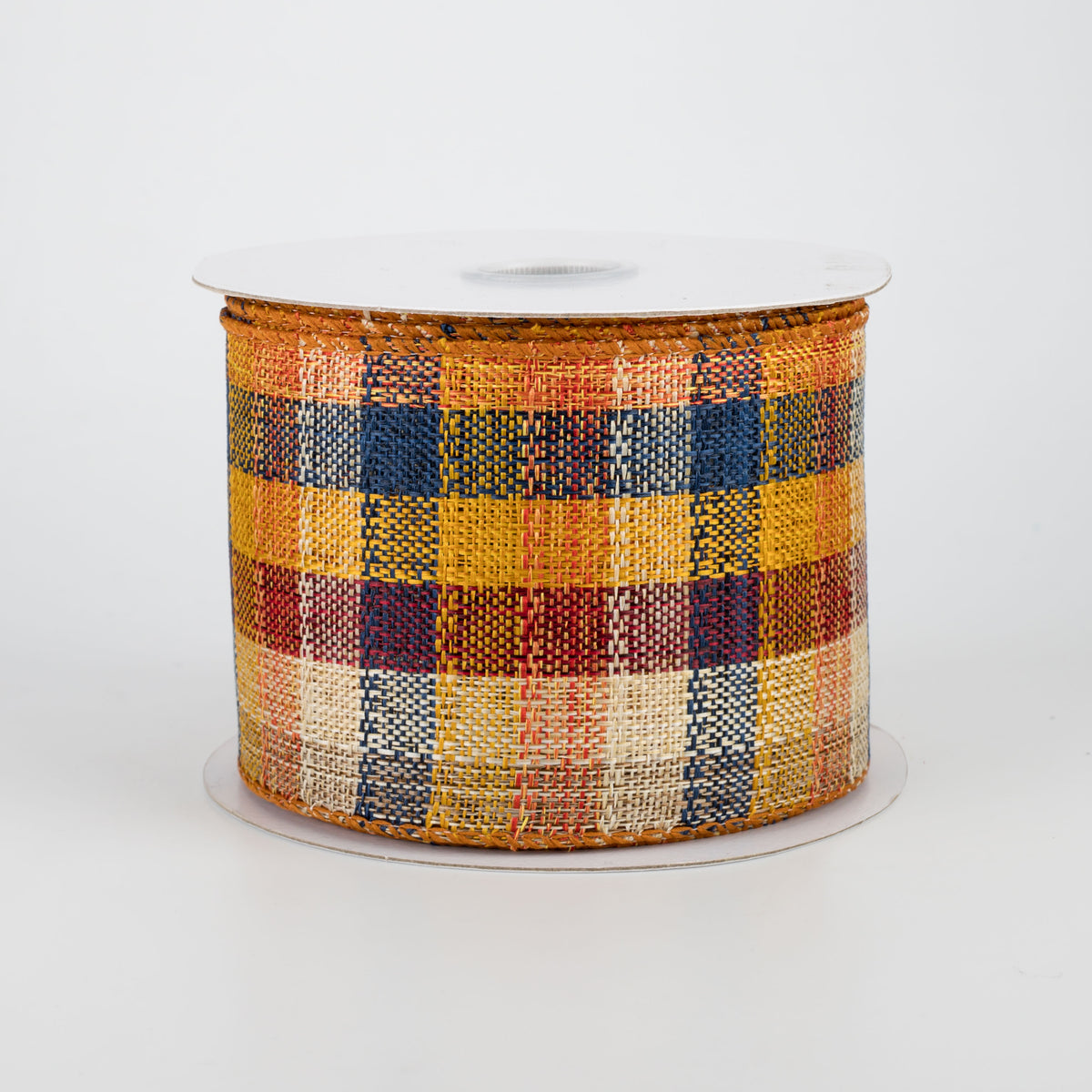 2.5" Plaid Fall Ribbon: Blue & Orange (10 Yards)