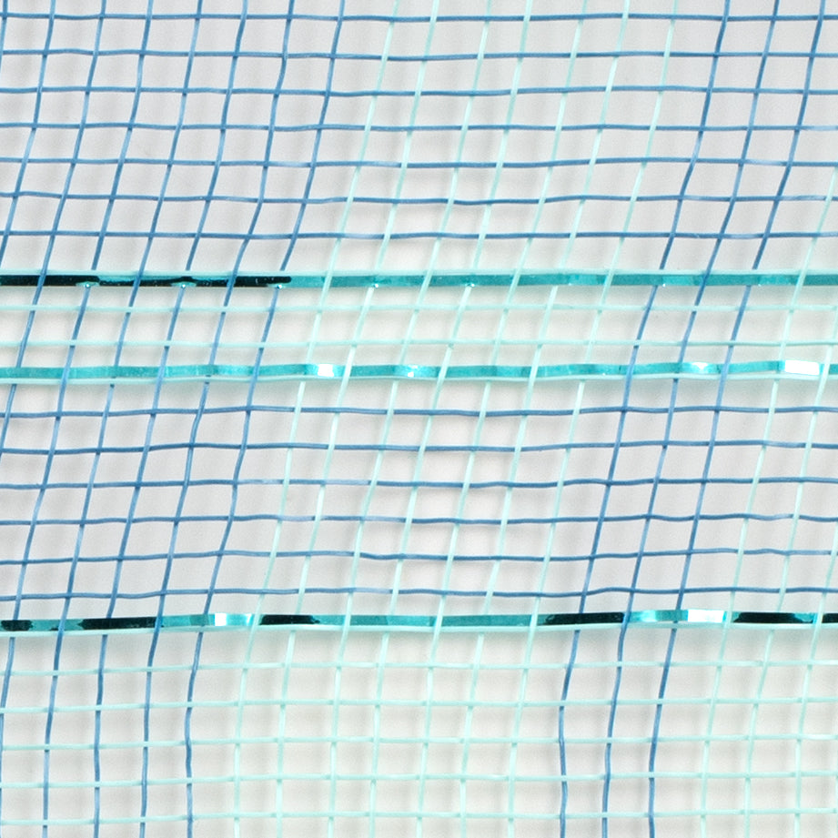 10" Plaid Metallic Mesh: Aqua Blue & Turquoise detail photo 3