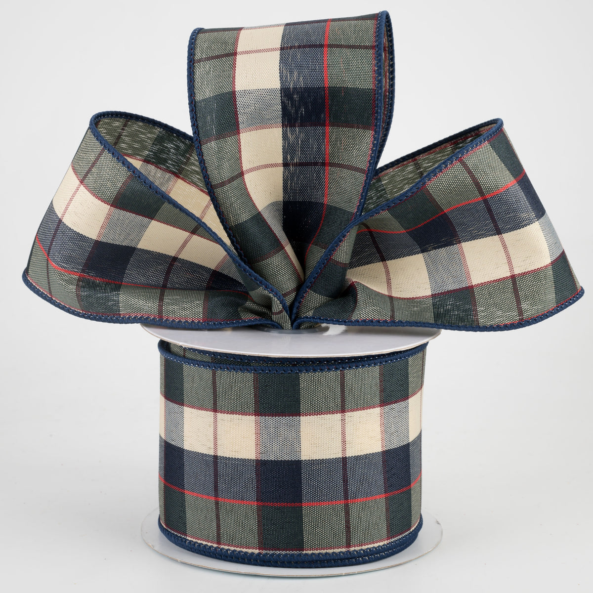2.5" Plaid Ribbon: Blue, Dark Green, Beige, Burgundy, Red (10 Yards) Lifestyle Photo