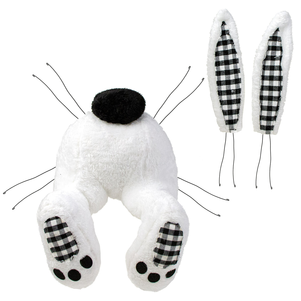 Plush Black Check Bunny Wreath Accent Item Number: HE718502