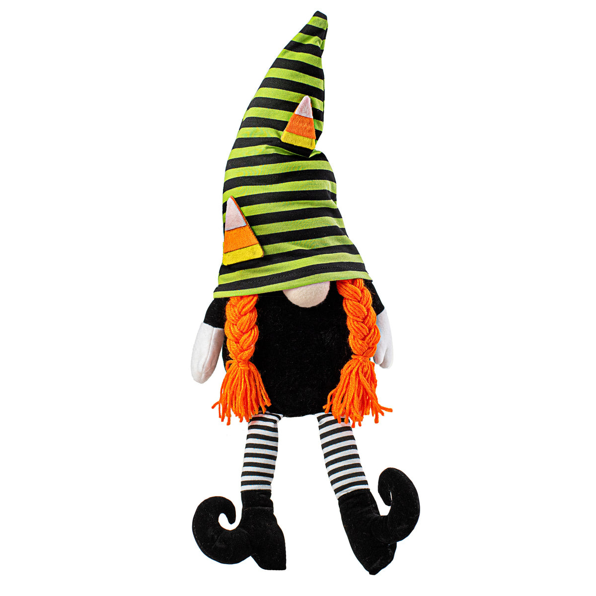 22" Plush Candy Corn Gnome: Green & Black Stripe Item Number: 56785GNBK
