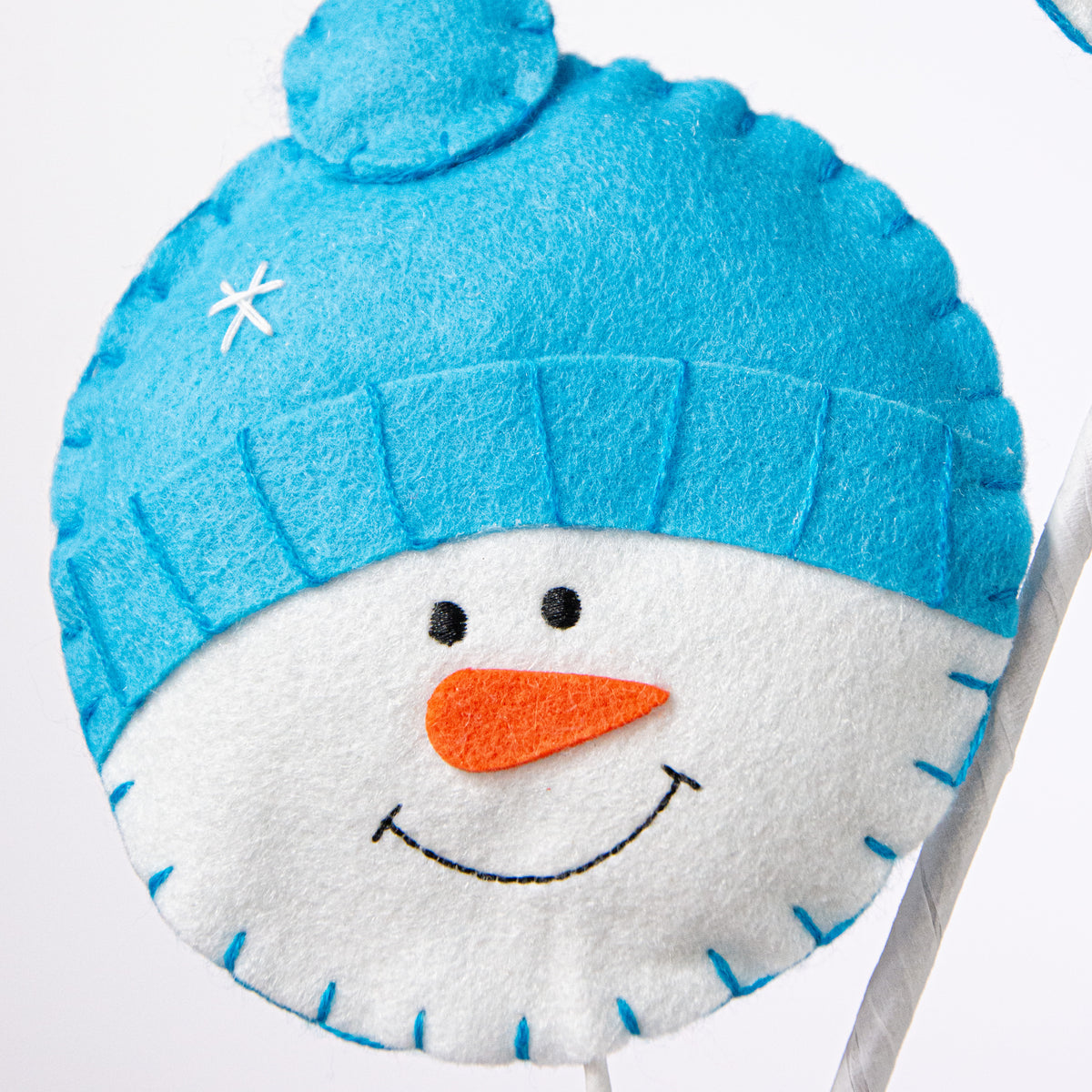 25" Plush Snowman Head Spray: Blue Lifestyle Photo