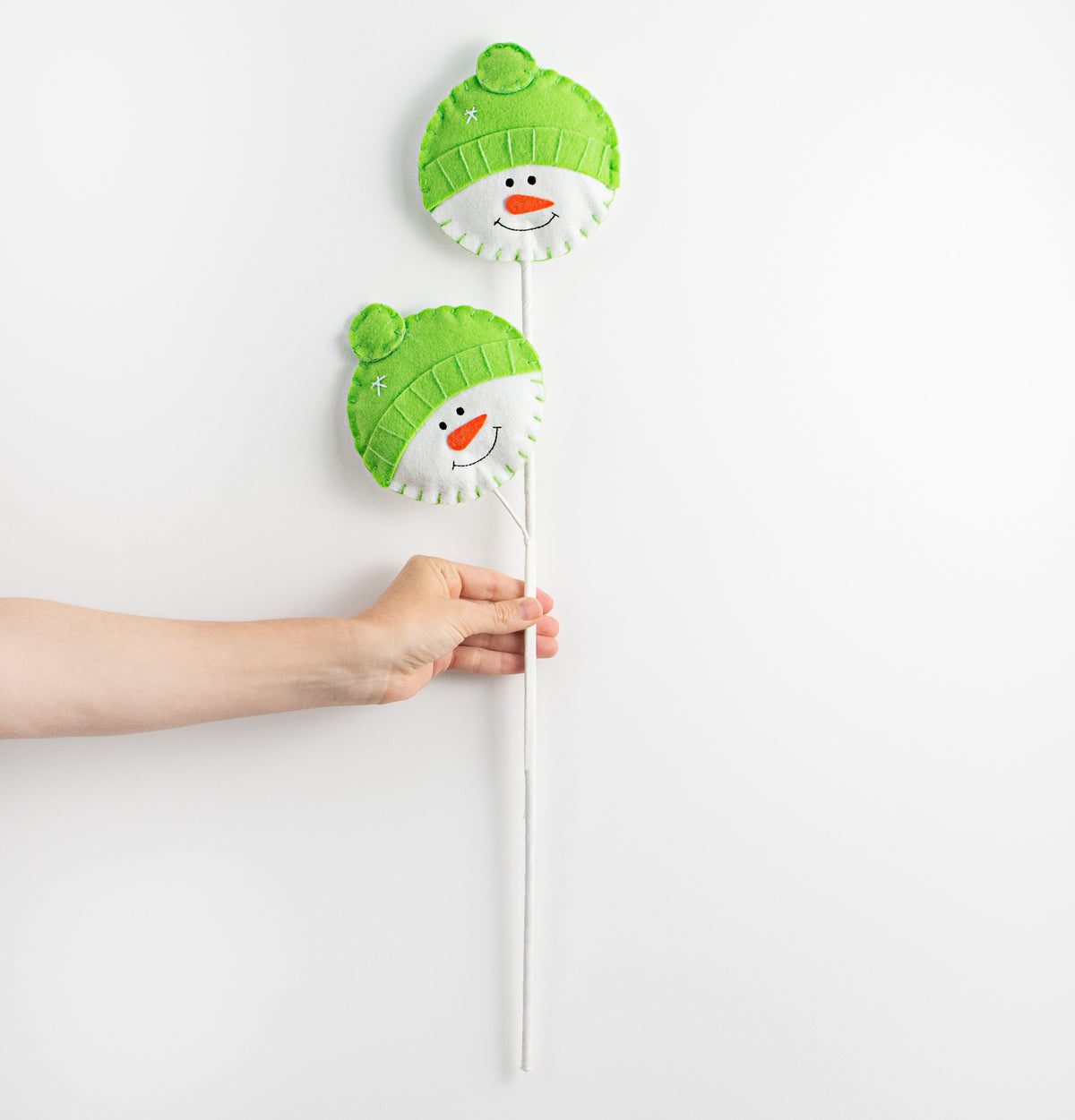 25" Plush Snowman Head Spray: Green detail photo 3