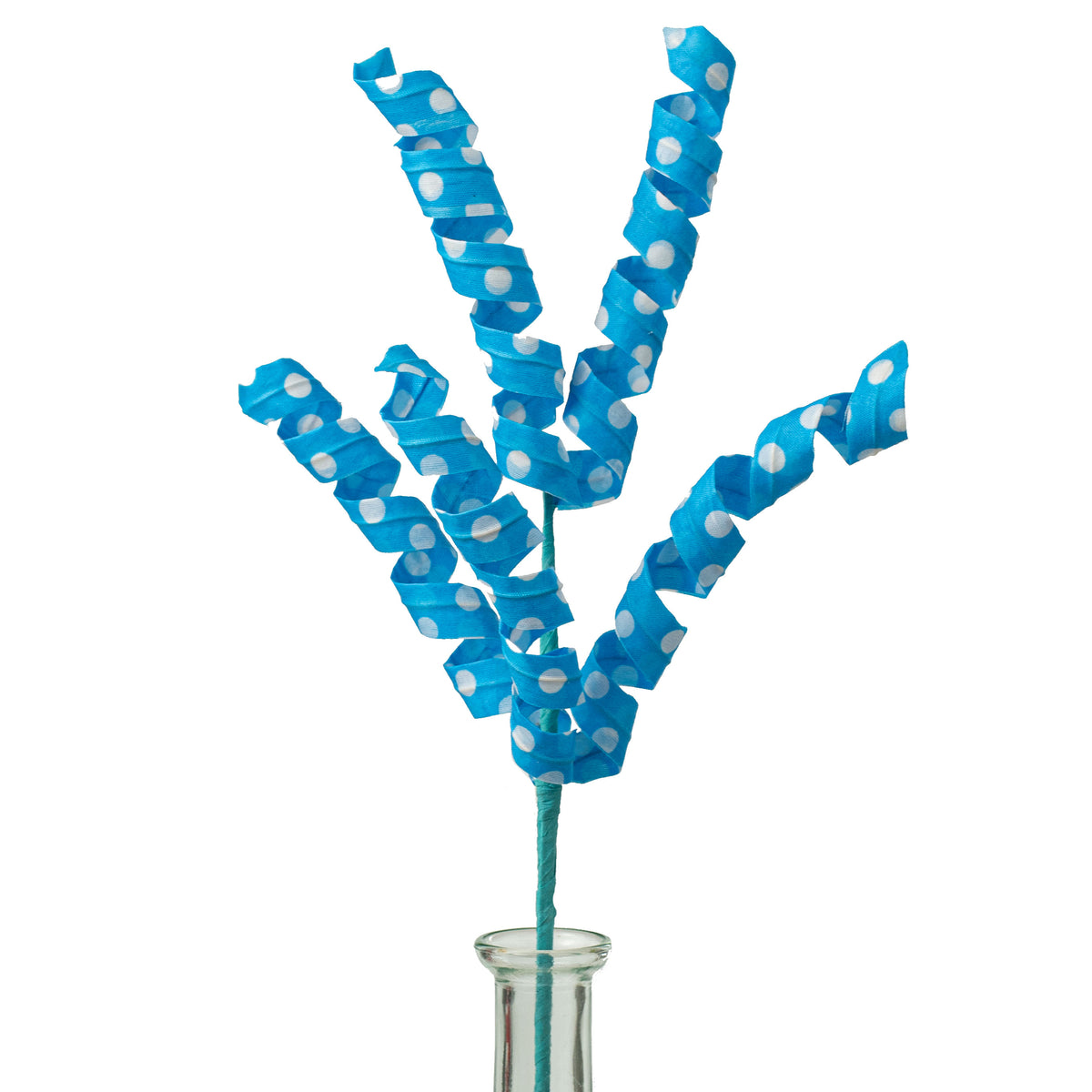 16" Polka Dot Curly Pick: Turquoise & White Item Number: 62594BL