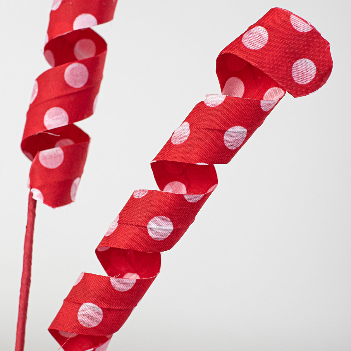 24" Polka Dot Curly Pick: White & Red Lifestyle Photo