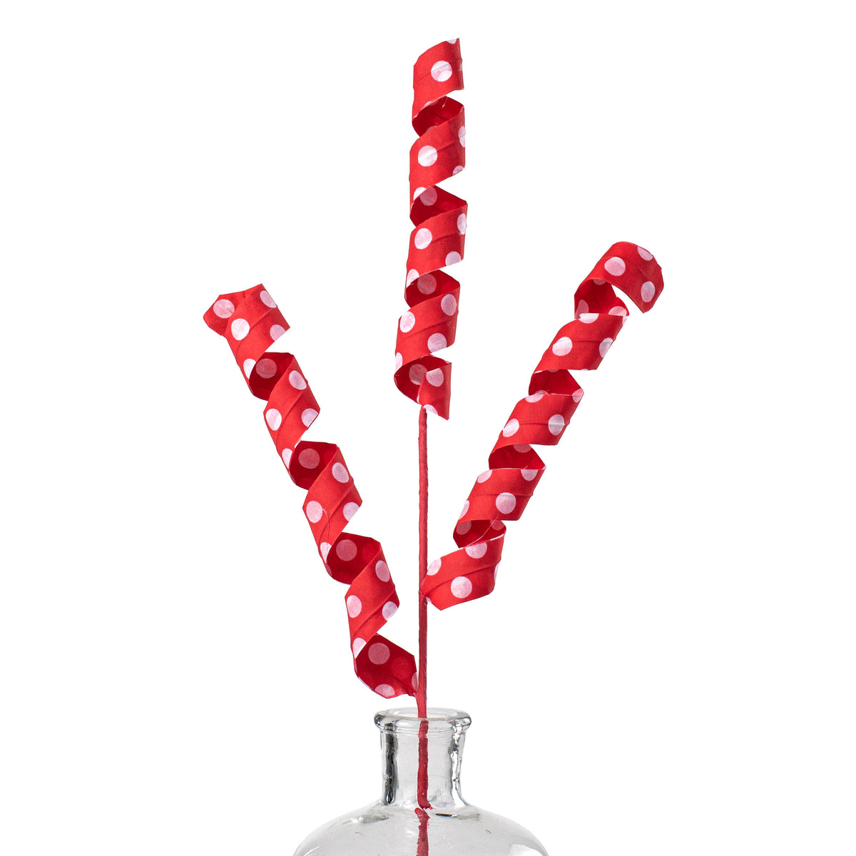 24" Polka Dot Curly Pick: White & Red Item Number: 63005RDWT