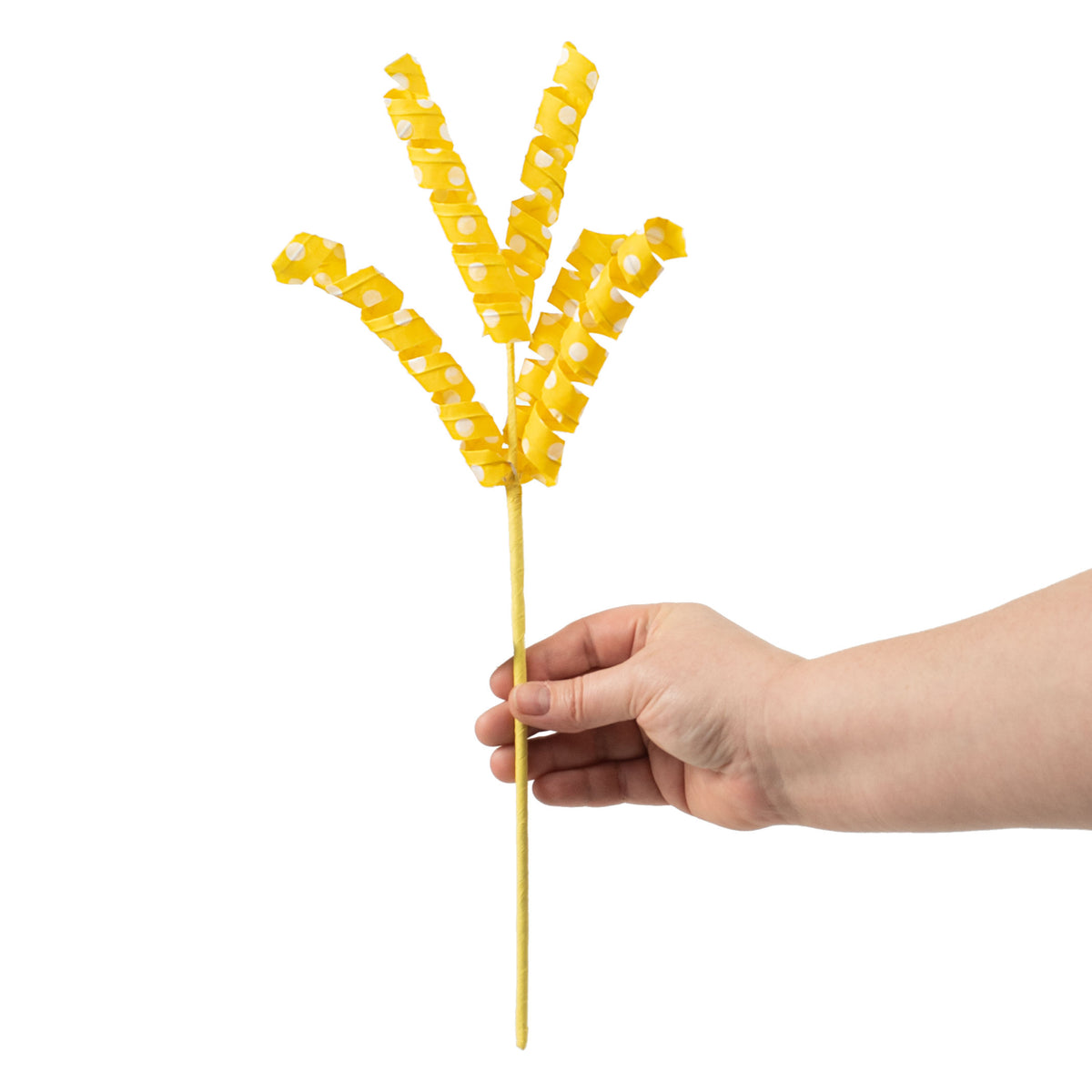16" Polka Dot Curly Pick: Yellow detail photo 3