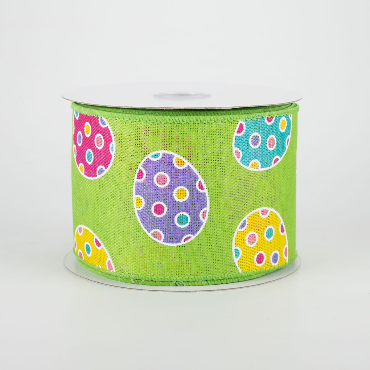 2.5" Polka Dot Easter Eggs Ribbon: Lime (10 Yards) Item Number: 31003-40-09