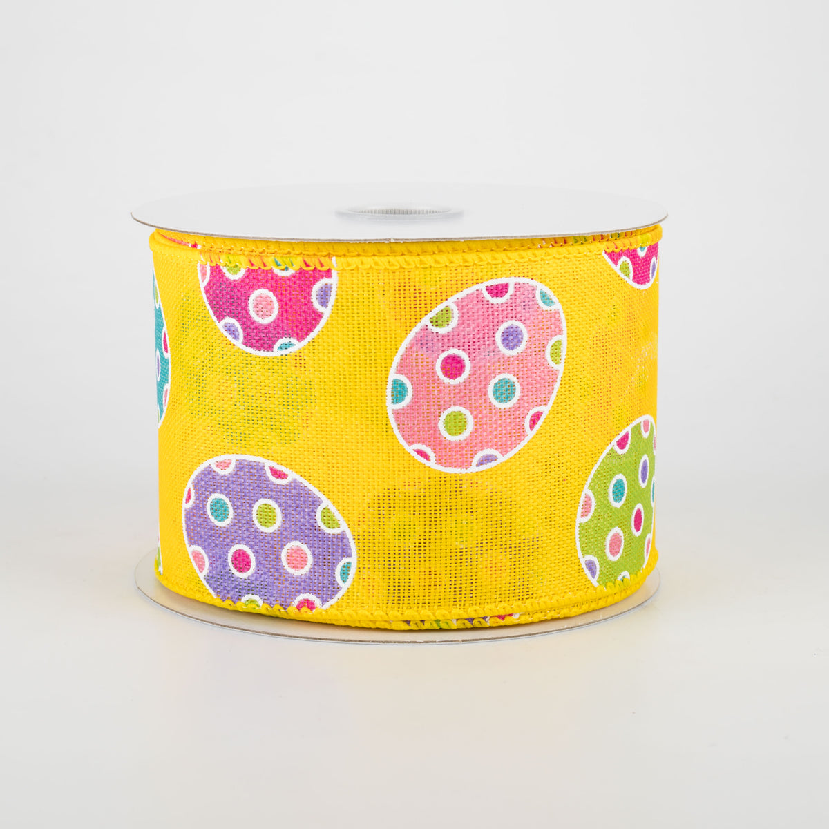 2.5" Polka Dot Easter Eggs Ribbon: Yellow (10 Yards) Item Number: 31003-40-22